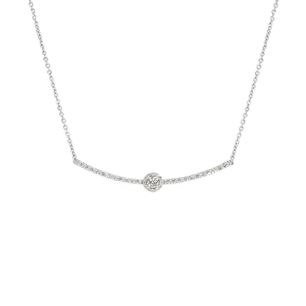 Pave Diamond Bar Necklace | 18K White Gold - Lexie Jordan Jewelry