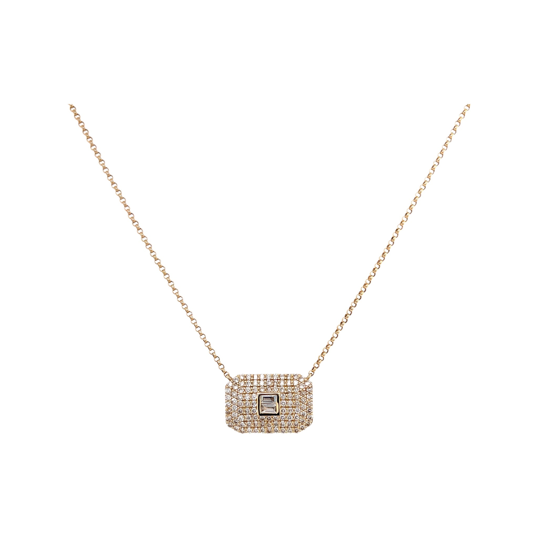Pave Diamond Rectangle 14K Gold Necklace - Lexie Jordan Jewelry