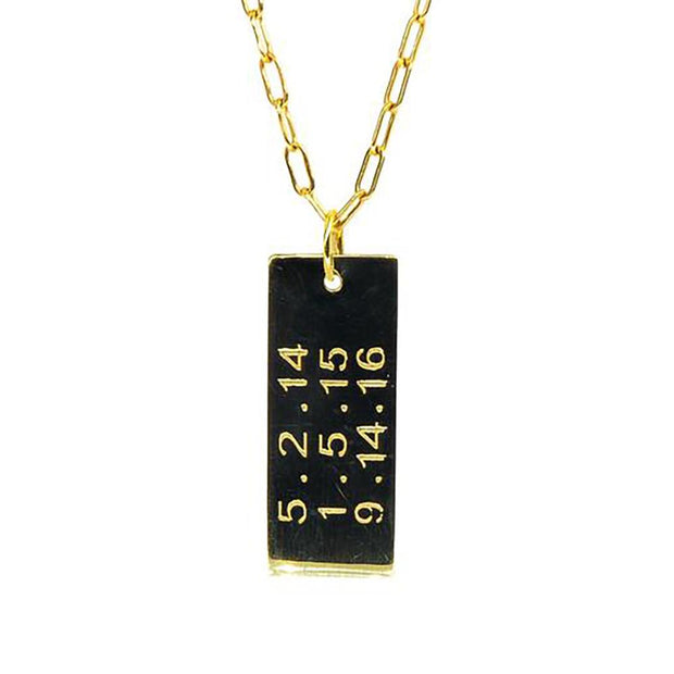 Personalized Dog Tag | 14K Gold | Custom Dates and Words - Lexie Jordan Jewelry