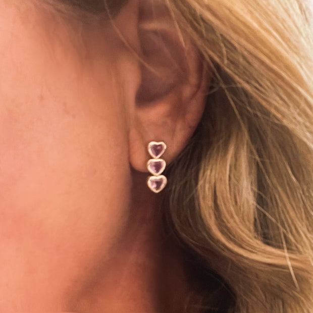 Pink Sapphire Heart Drop Earrings - Lexie Jordan Jewelry