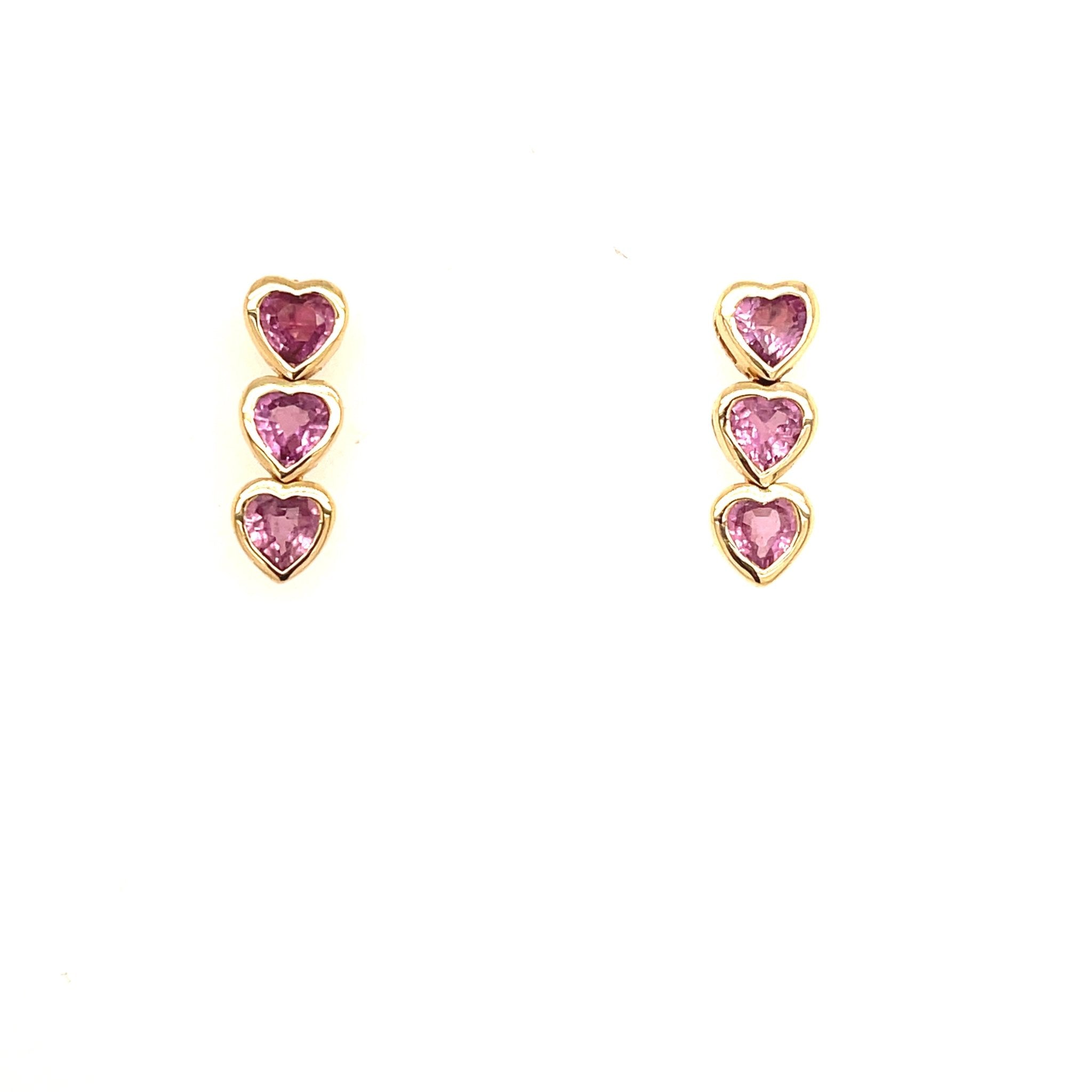 Pink Sapphire Heart Drop Earrings - Lexie Jordan Jewelry