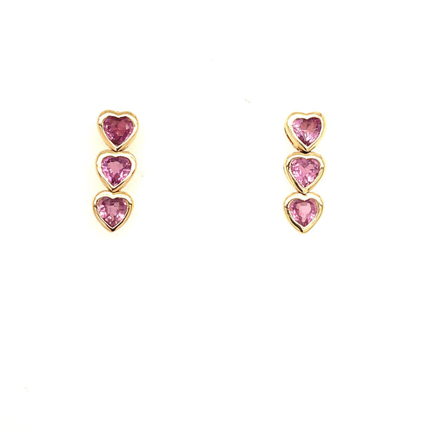 Pink Sapphire Heart Drop Earrings - Lexie Jordan Jewelry