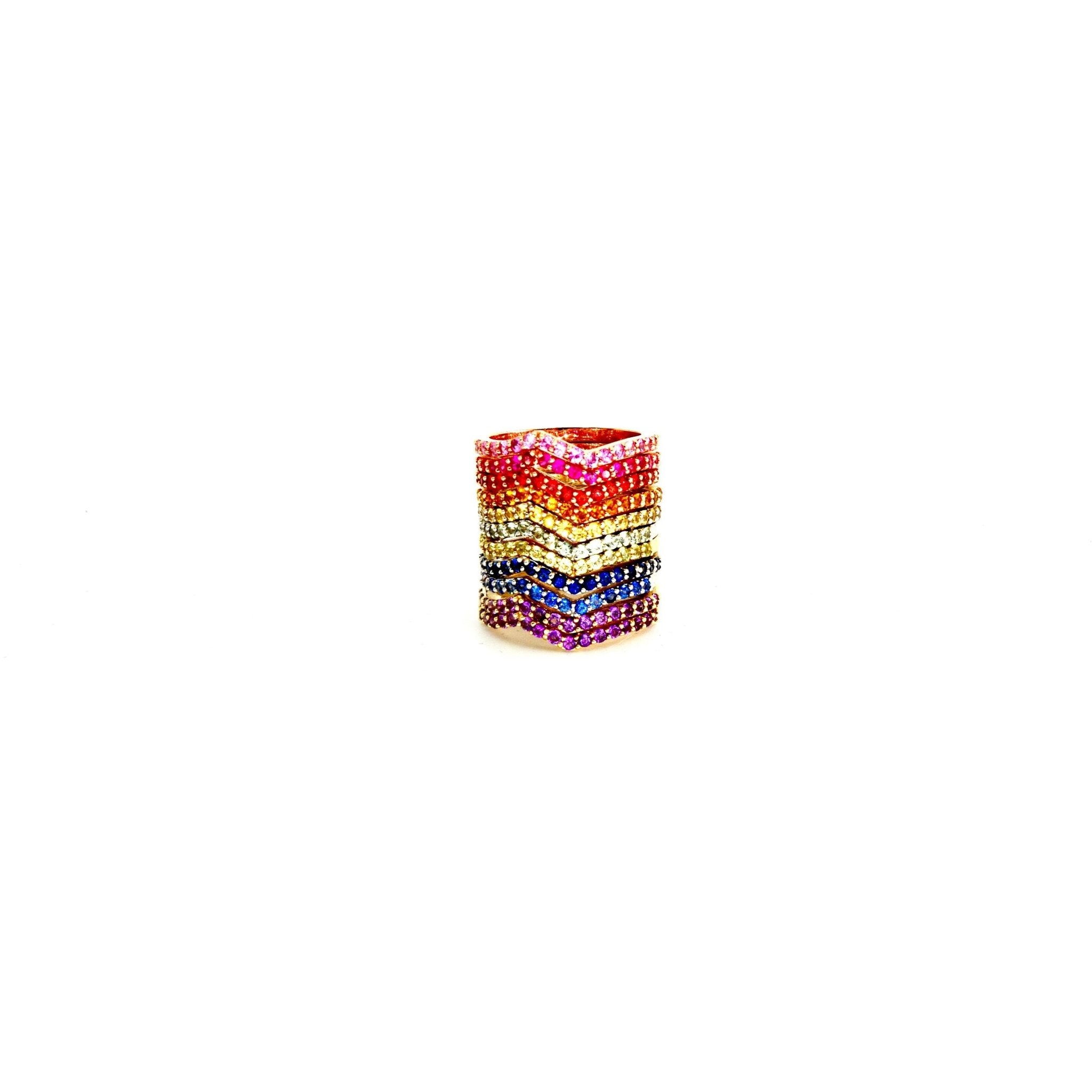 Sapphire Stackable Ring | Vivid Rainbow Sapphires | 14K Gold - Lexie Jordan Jewelry
