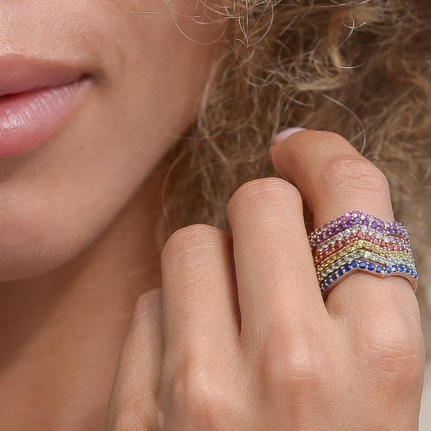 Sapphire Stackable Ring | Vivid Rainbow Sapphires | 14K Gold - Lexie Jordan Jewelry