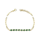 Semiprecious pear shaped bezel Paperclip Bracelet - Lexie Jordan Jewelry