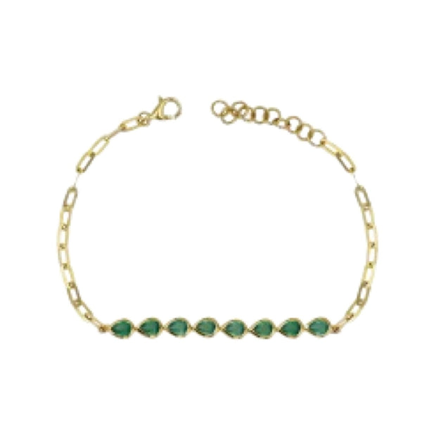 Semiprecious pear shaped bezel Paperclip Bracelet - Lexie Jordan Jewelry