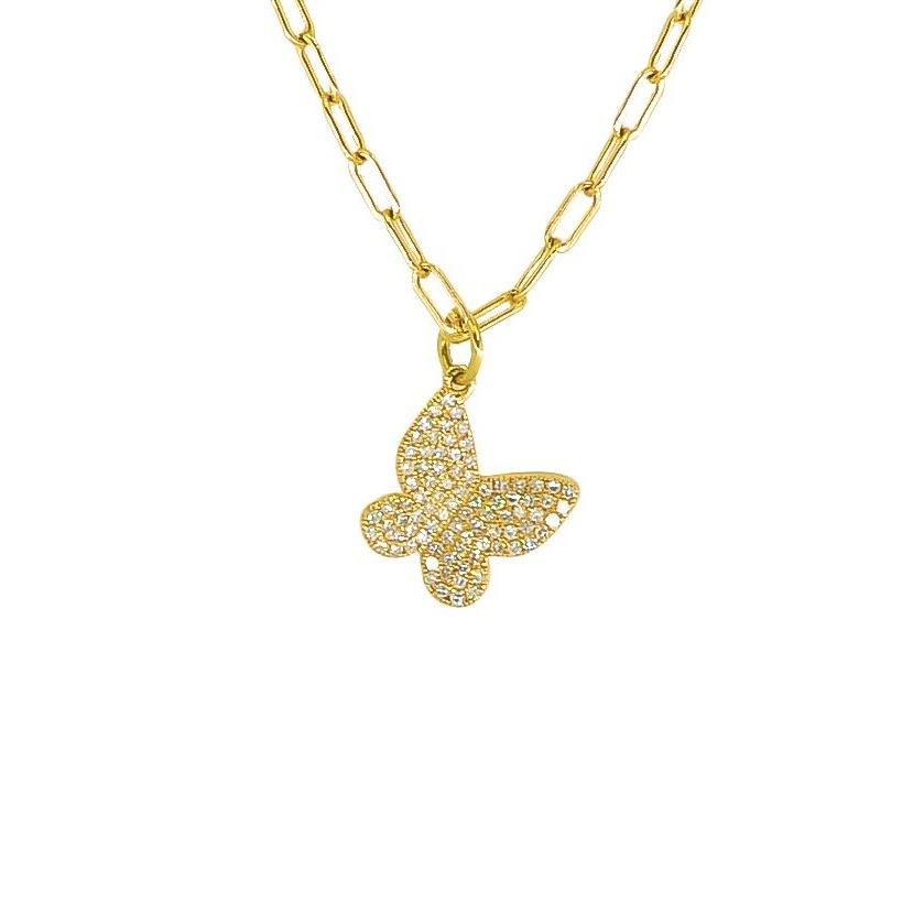 Pearl Butterfly Charm Necklace in Gold | Arula