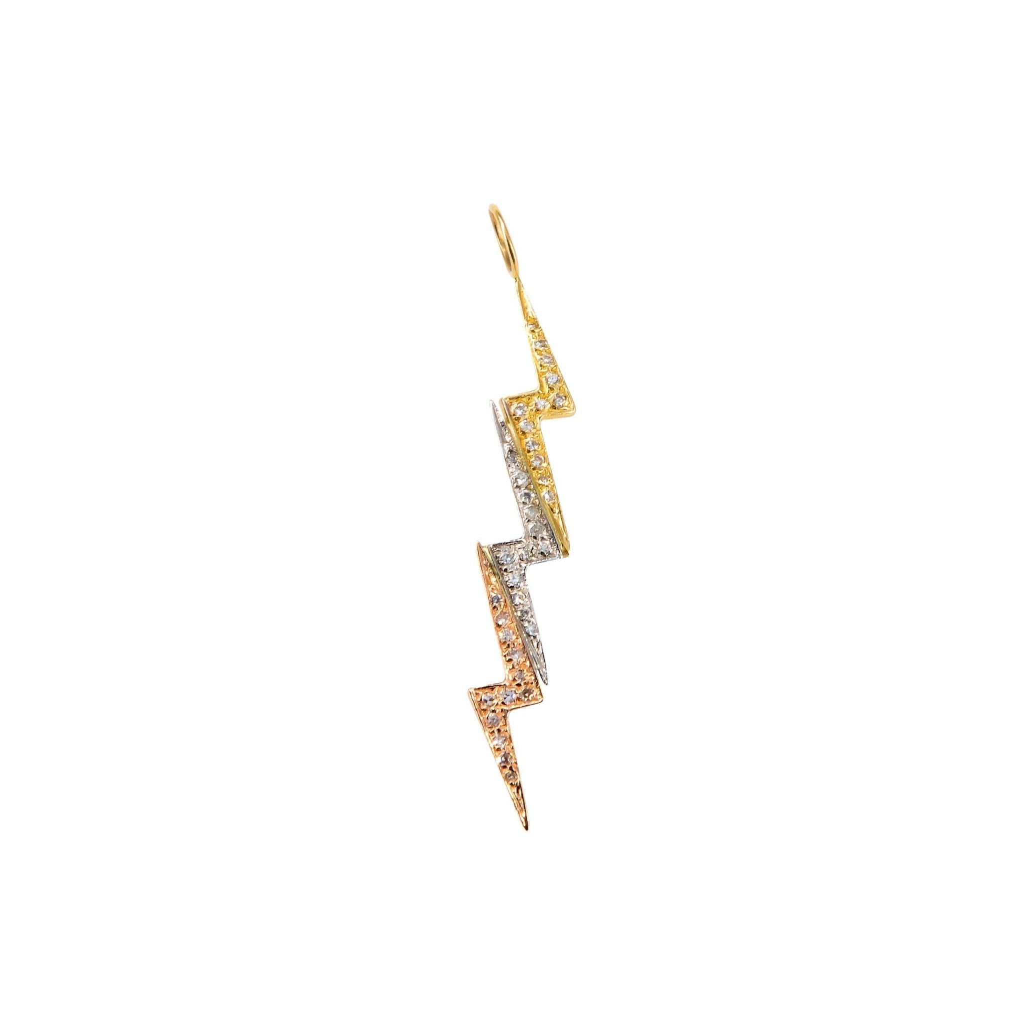 Shocking Lightning bolt in rose, yellow, white gold with Pave Diamonds - Lexie Jordan Jewelry