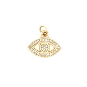 Small 14K Gold Diamond Evil Eye Charm - Lexie Jordan Jewelry