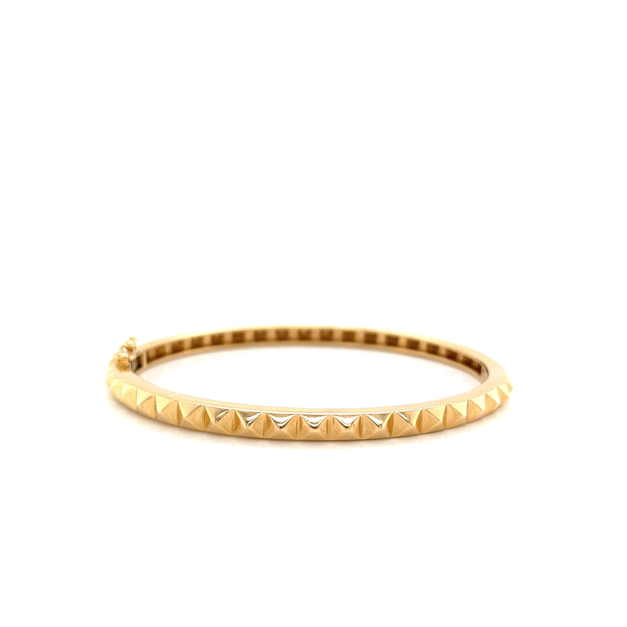 Solid Gold Pyramid Spike Bangle - Lexie Jordan Jewelry
