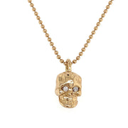 Solid Gold Skull Charm with Diamond Eyes - Lexie Jordan Jewelry