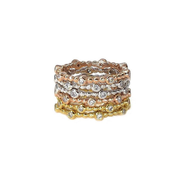 Stackable Diamond Ring | 18K Gold | Beaded Band - Lexie Jordan Jewelry