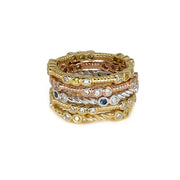 Three Stone Beaded Stacking Ring | 18K Gold | Custom Gemstones - Lexie Jordan Jewelry