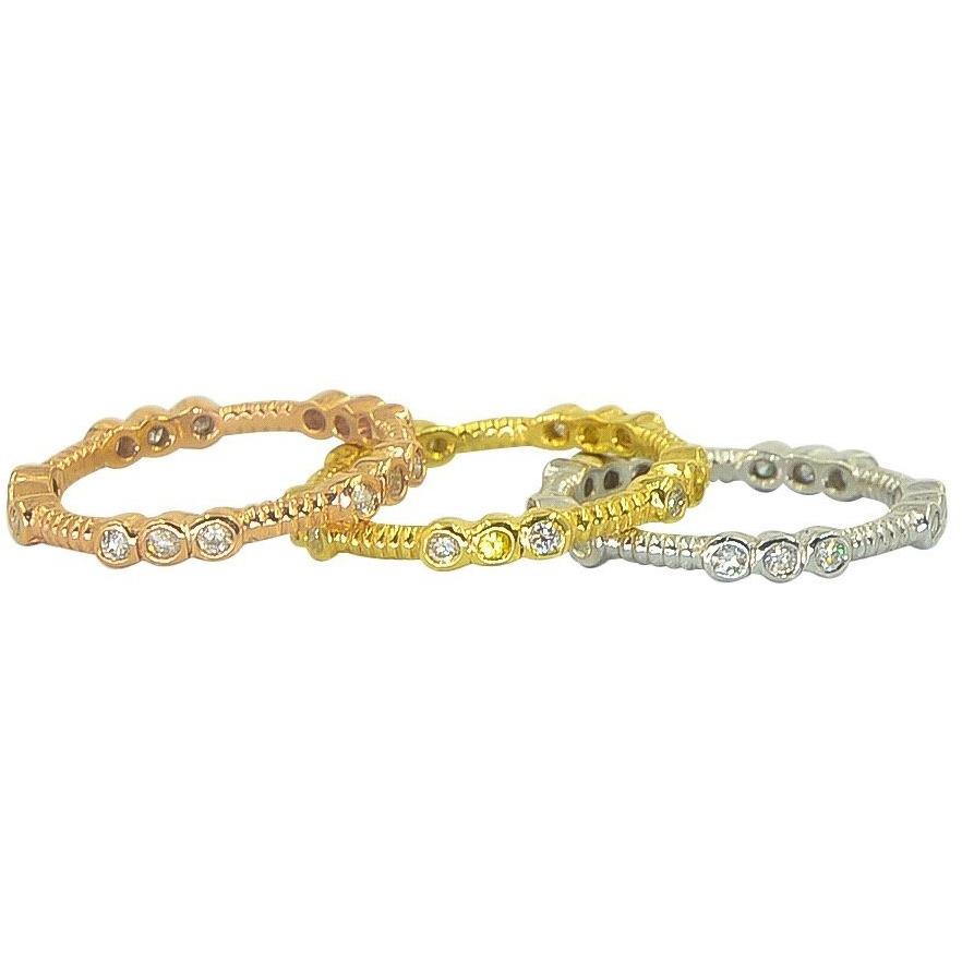 Three Stone Beaded Stacking Ring | 18K Gold | Custom Gemstones - Lexie Jordan Jewelry