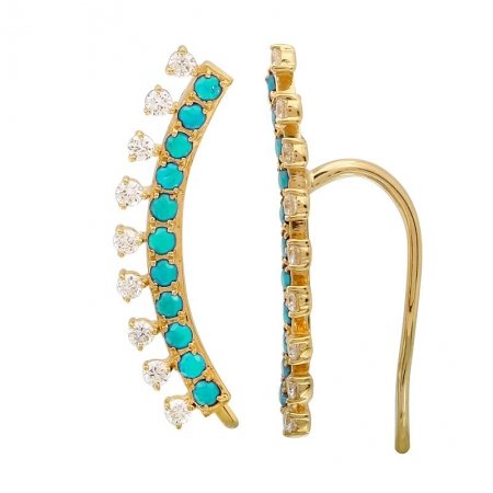 Turquoise diamond ear climber - Lexie Jordan Jewelry
