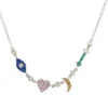 Colored CZ I love You To The Moon and Back Sterling Silver Necklace