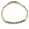 ELEGANT PEAR SHAPED GREEN AGATE PAPERCLIP BRACELET