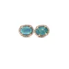 FIRE OPAL STUD EARRINGS | 14K GOLD | PAVE DIAMONDS
