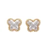 GOLD BRAIDED DIAMOND BUTTERFLY EARRINGS