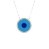 Modern Lapis Lazuli and Pave Diamond Evil Eye Necklace | 14K Gold