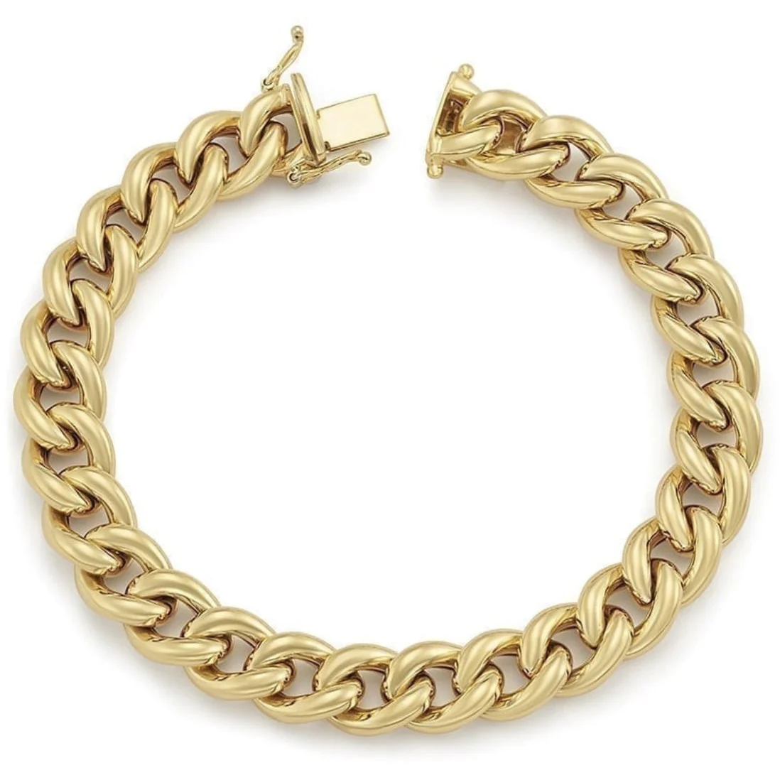 14K Gold Hollow Curb Link Bracelet