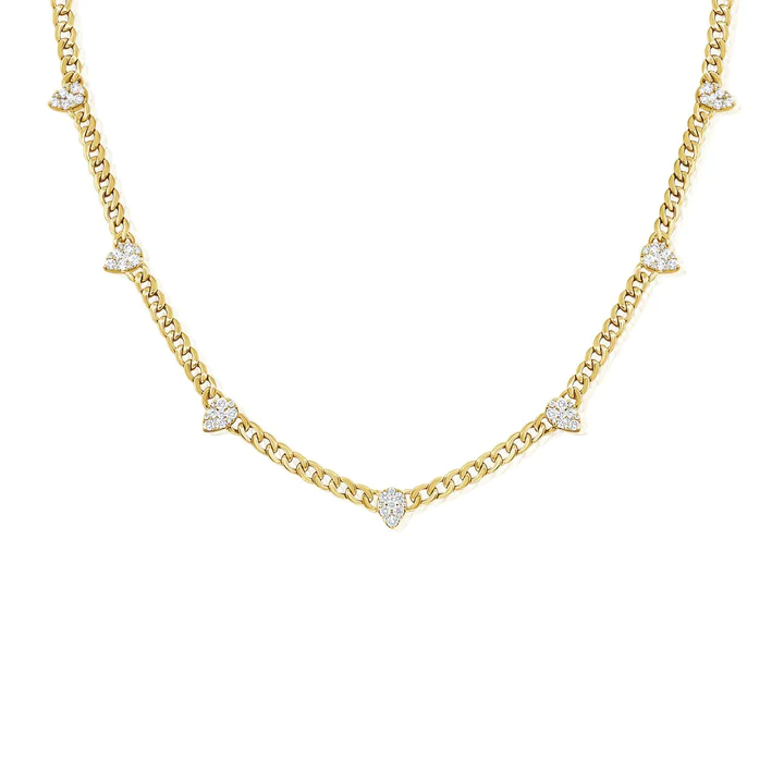 Curb Link Diamond Pear Clusters