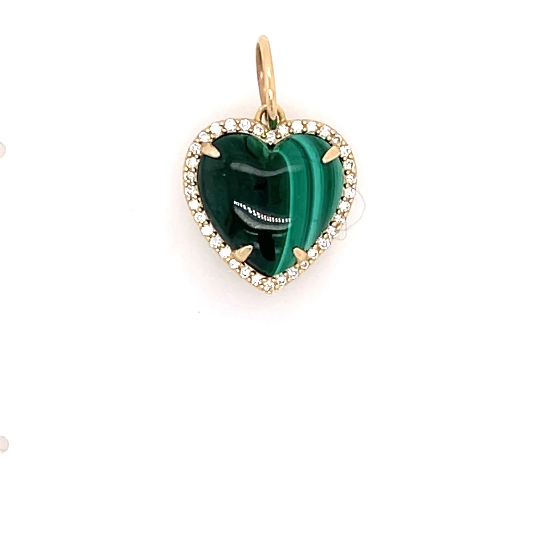 Malachite Cabochon Diamond Heart