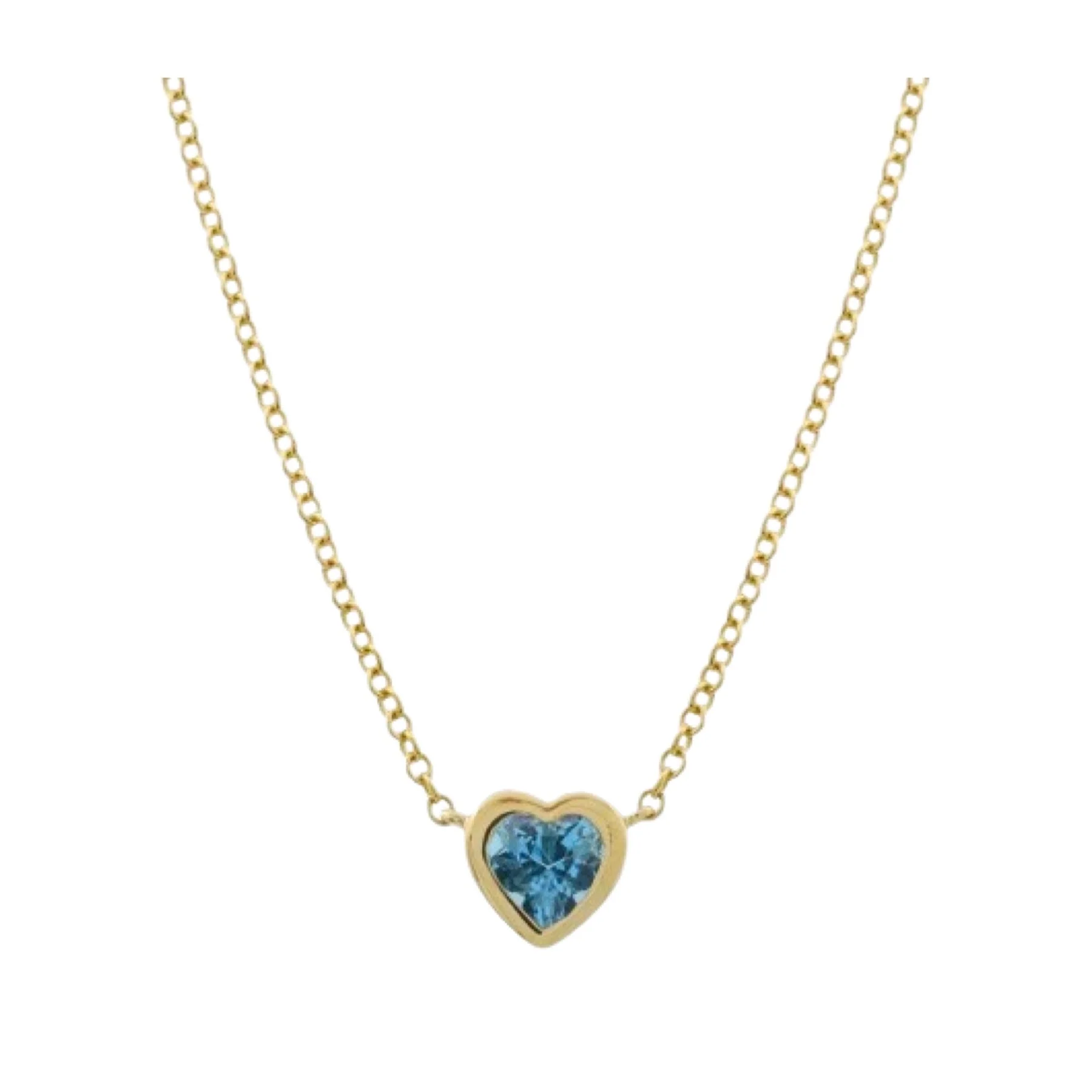 Mini topaz heart bezel necklace