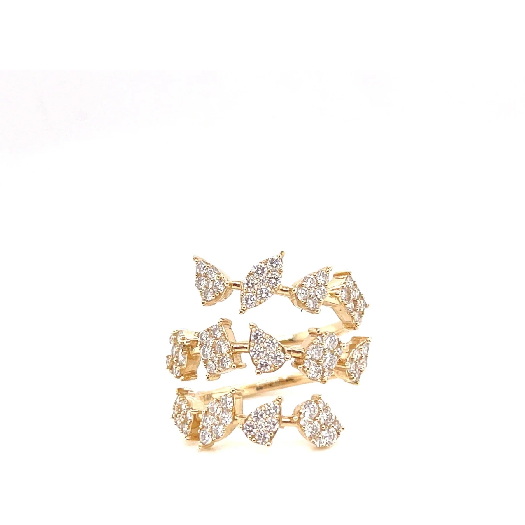 Pave Diamond Multi Shape Spiral Ring