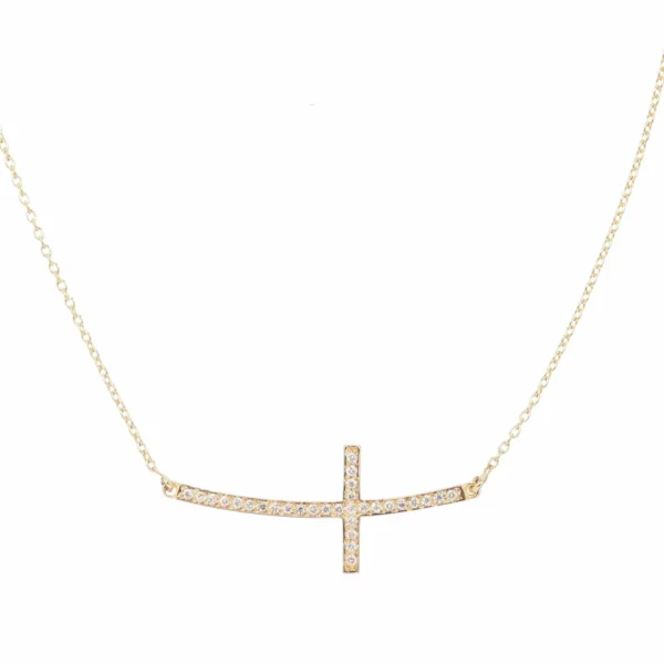 diamond sideways cross necklace