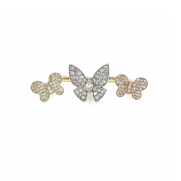 Triple Butterfly Diamond Ring