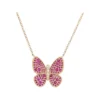 14k Pink Sapphire Diamond Butterfly Necklace