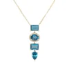 Blue Topaz multi shaped diamond drop necklace