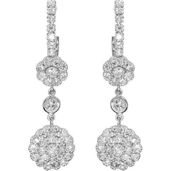 diamond flower drop earrings